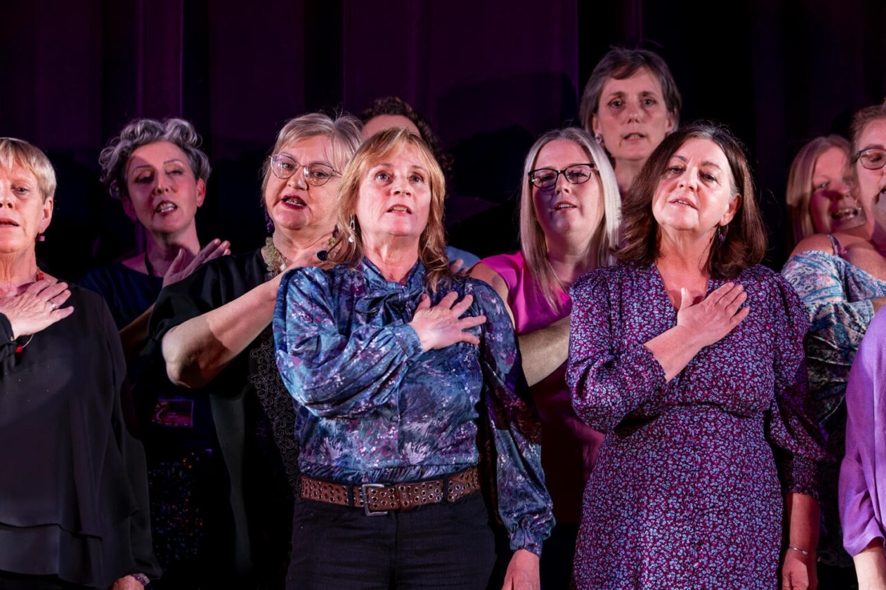 ENO Breathe participants peforming on the Colisuem stage