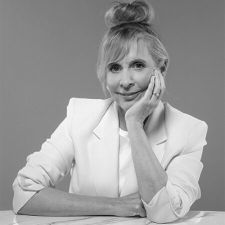 Black and White headshot of Mel Giedroyc